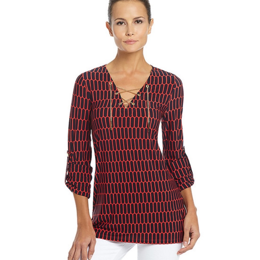 Michael Kors Elegant Red and Black Women's Top